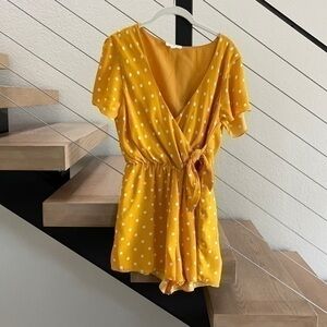 Yellow polka dot romper